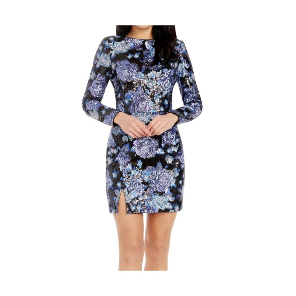 New Dress The Population Nathalia Abstract Sequin Cocktail Mini Dress Womens S